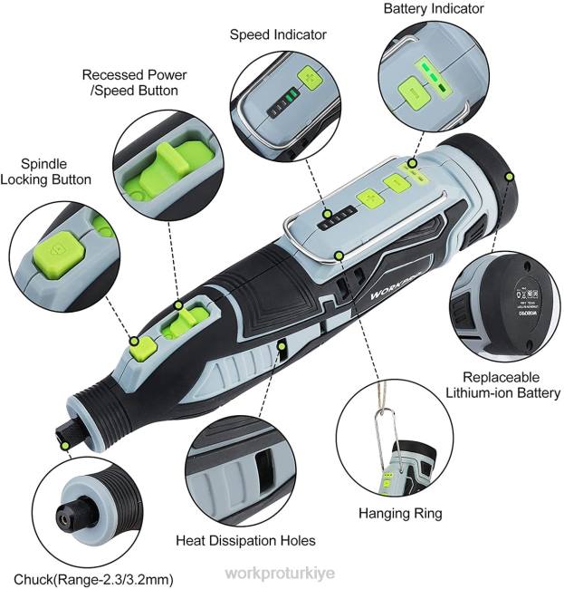 alet WORKPRO El yapımı ve kendin yap için 12v akülü döner alet seti modern LJR6226