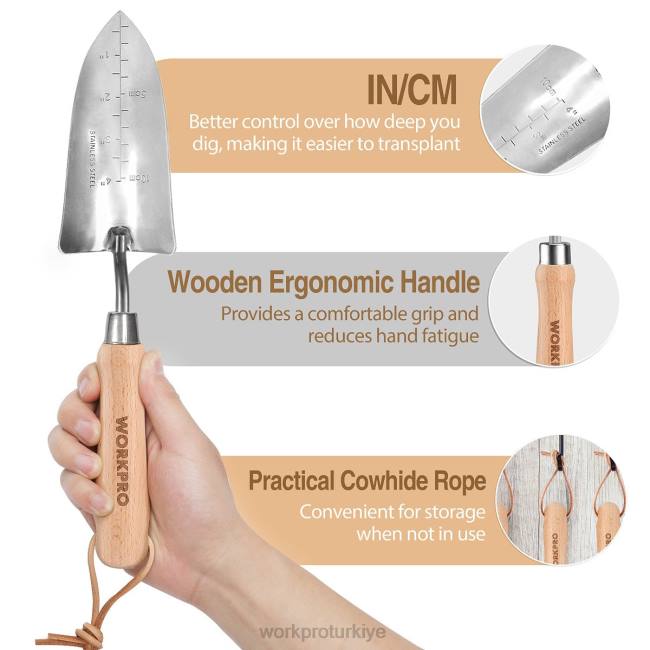 alet WORKPRO bahçe aletleri 7 parçalı set, paslanmaz çelik ağır hizmet tipi bahçe aletleri pembe LJR6252