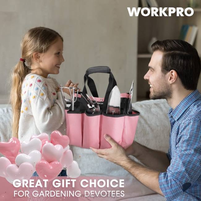 alet WORKPRO bahçe aletleri 7 parçalı set, paslanmaz çelik ağır hizmet tipi bahçe aletleri pembe LJR6252