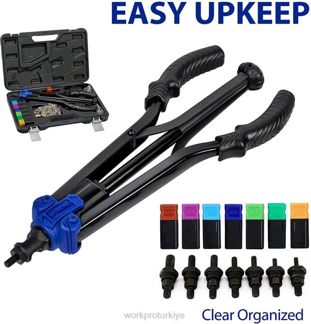 alet WORKPRO perçin somunu aracı 70 adet perçin somunları ve taşıma çantası dişli el nutert araç kiti yardımsever LJR6309
